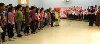 University Heights students recite the Children's Charter for Compassion.
